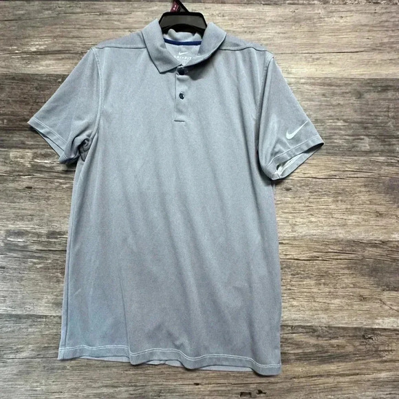 Nike Mens Dri Fit Gray Polo Shirt - Picture 1 of 5